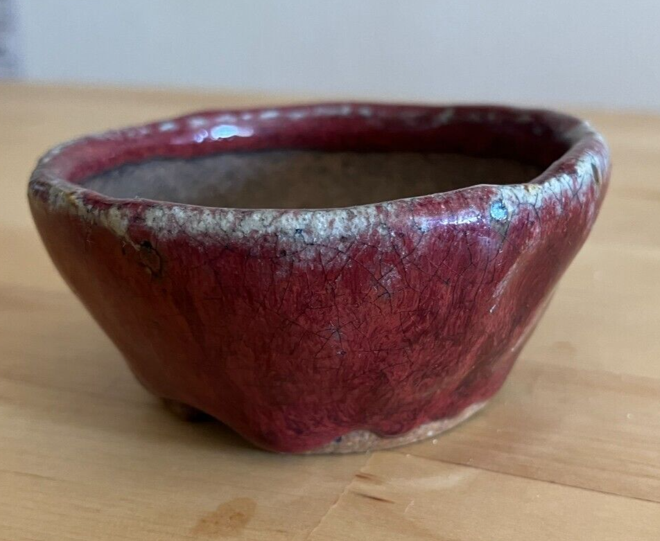 Japanese bonsai pot ECHIZEN BUNZAN signed MAME round brown glazed New φ2.8" #22