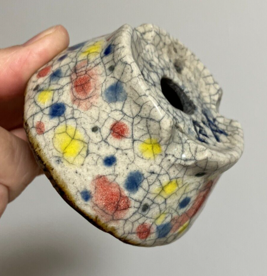 Japanese bonsai pot ECHIZEN BUNZAN signed round multicolor glazed New φ3" #29