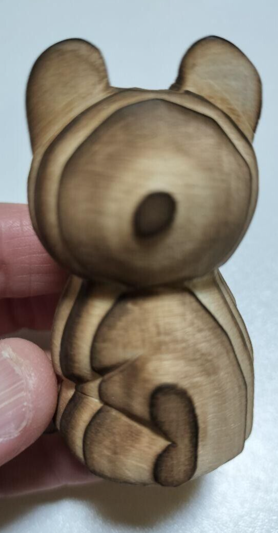 Japanese Wooden Bear KUMABOKKO AINU Hokkaido Hand carved craft Art h2.4" /385