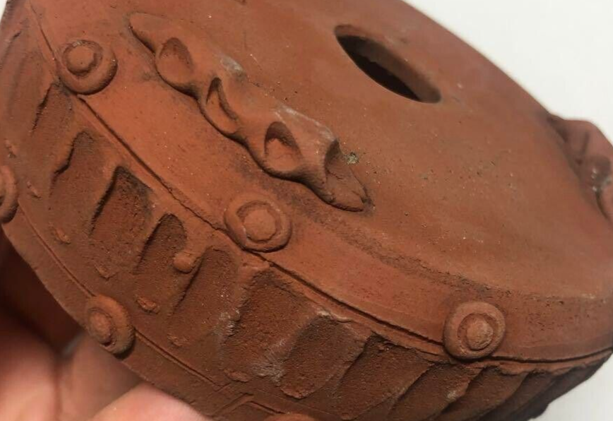 Japanese Bonsai pot RYOZAN 両山 TAIKO Hand formed Rivets DEIMONO φ4.3" /428