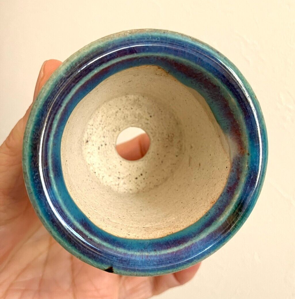 Japanese bonsai pot KO KAORU sign MAME Cinnabar glazed YOHEN Purple φ2.6" #277