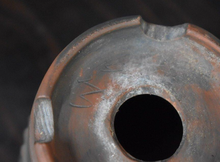 Japanese TOKONAME Bonsai pot DEIJU signed DEIMONO Mid rope Rim Round φ3.3" /410