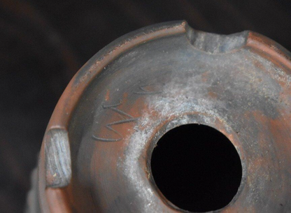 Japanese TOKONAME Bonsai pot DEIJU signed DEIMONO Mid rope Rim Round φ3.3" /410