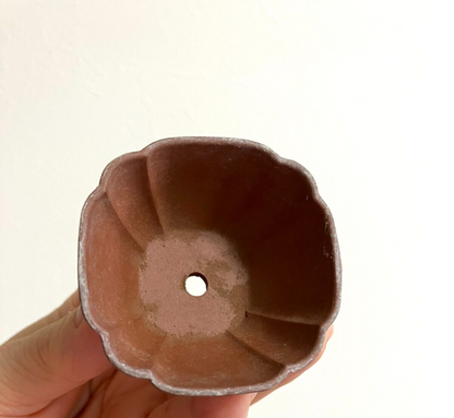 Japanese old bonsai pot TOSUI signed Set of 2 Cloud foot Green Brown w2.4" /310