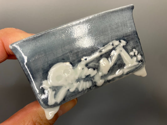 Japanese Bonsai pot YUKA ISHIKAWA sign The Skull Man Rctgl MAME w2.4" /433