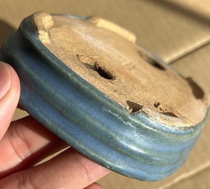 Japanese TOKONAME Bonsai pot HATTORI signed KINYU glazed Rctgl SESSOKU w5" *364
