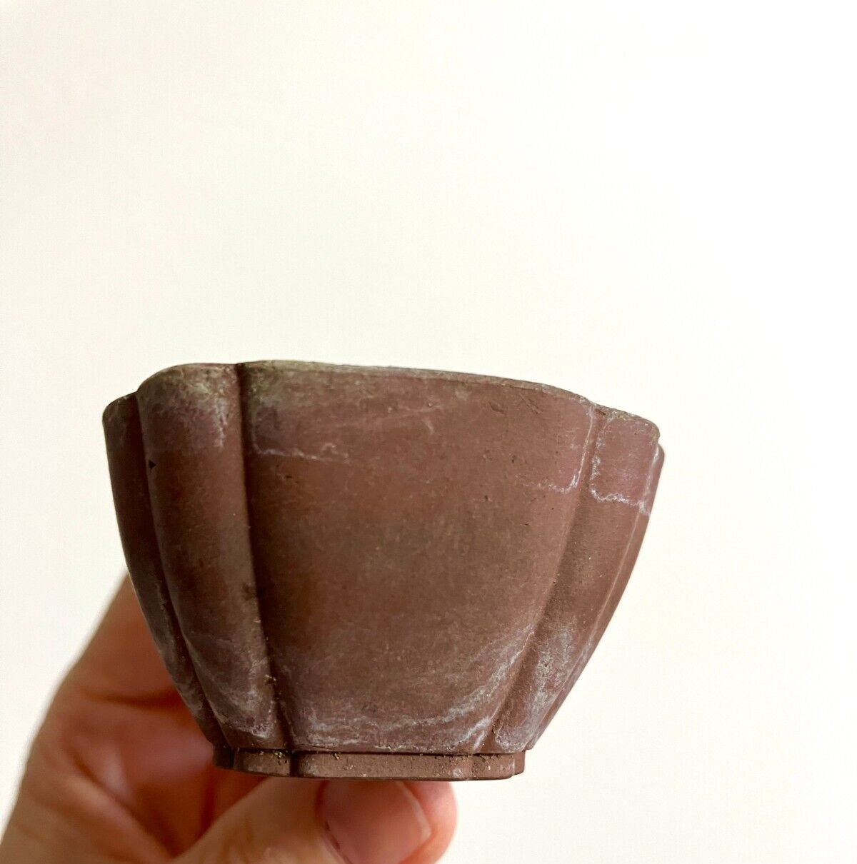 Japanese old bonsai pot TOSUI signed Set of 2 Cloud foot Green Brown w2.4" /310