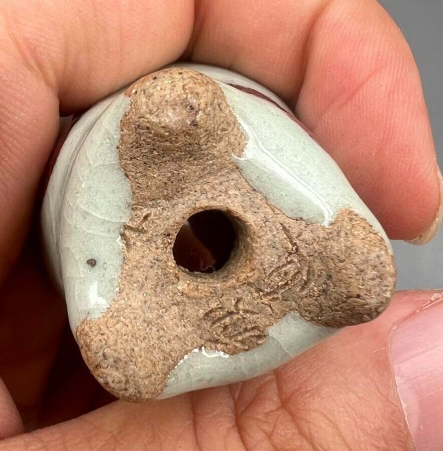 Japanese Bonsai pot AKINAO signed YOHEN Cinnabar glazed MAME Cascade h1.7" /357