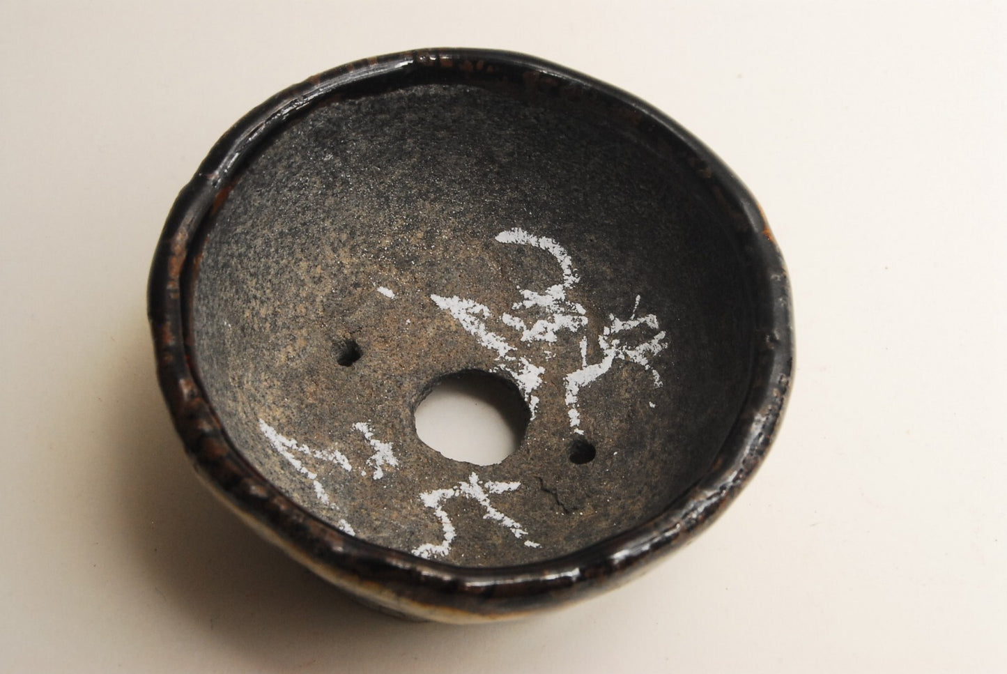 Japanese bonsai pot ECHIZEN BUNZAN signed round multicolor glazed New φ3" #29