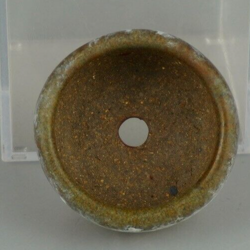 Japanese Bonsai pot artist signed MAME Red & green glazed Three legs φ1.9" /406