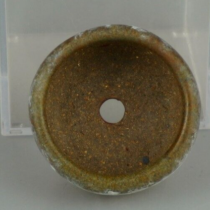 Japanese Bonsai pot artist signed MAME Red & green glazed Three legs φ1.9" /406