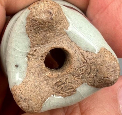 Japanese Bonsai pot AKINAO signed YOHEN Cinnabar glazed MAME Cascade h1.7" /357