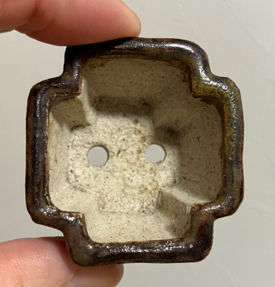 Japanese bonsai pot MUTO brown glazed square corner shaped MAME w1.7" /280