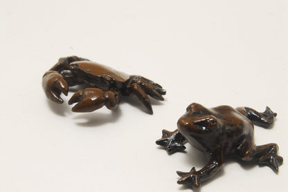 TENPAI TEMPAI crab and frog Accompanying a Bonsai ornament alloy figure L1.6"