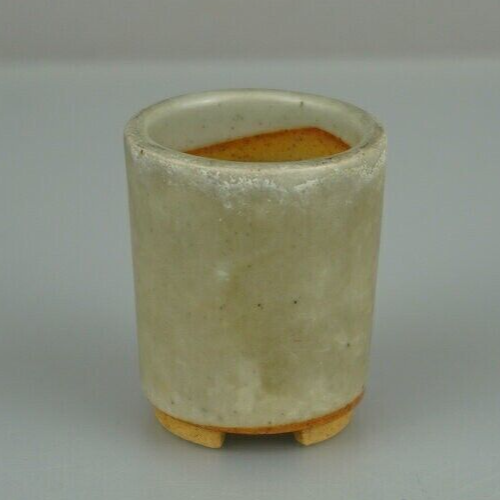 Japanese Bonsai pot MARUTO signed gray glazed Round Cascade SESSOKU φh2" /421